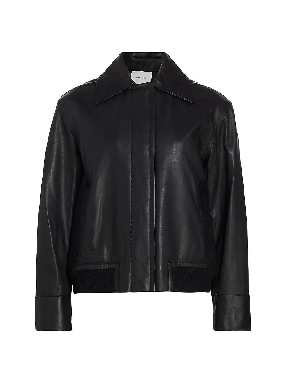 Womens Leather Bomber Jacket product image