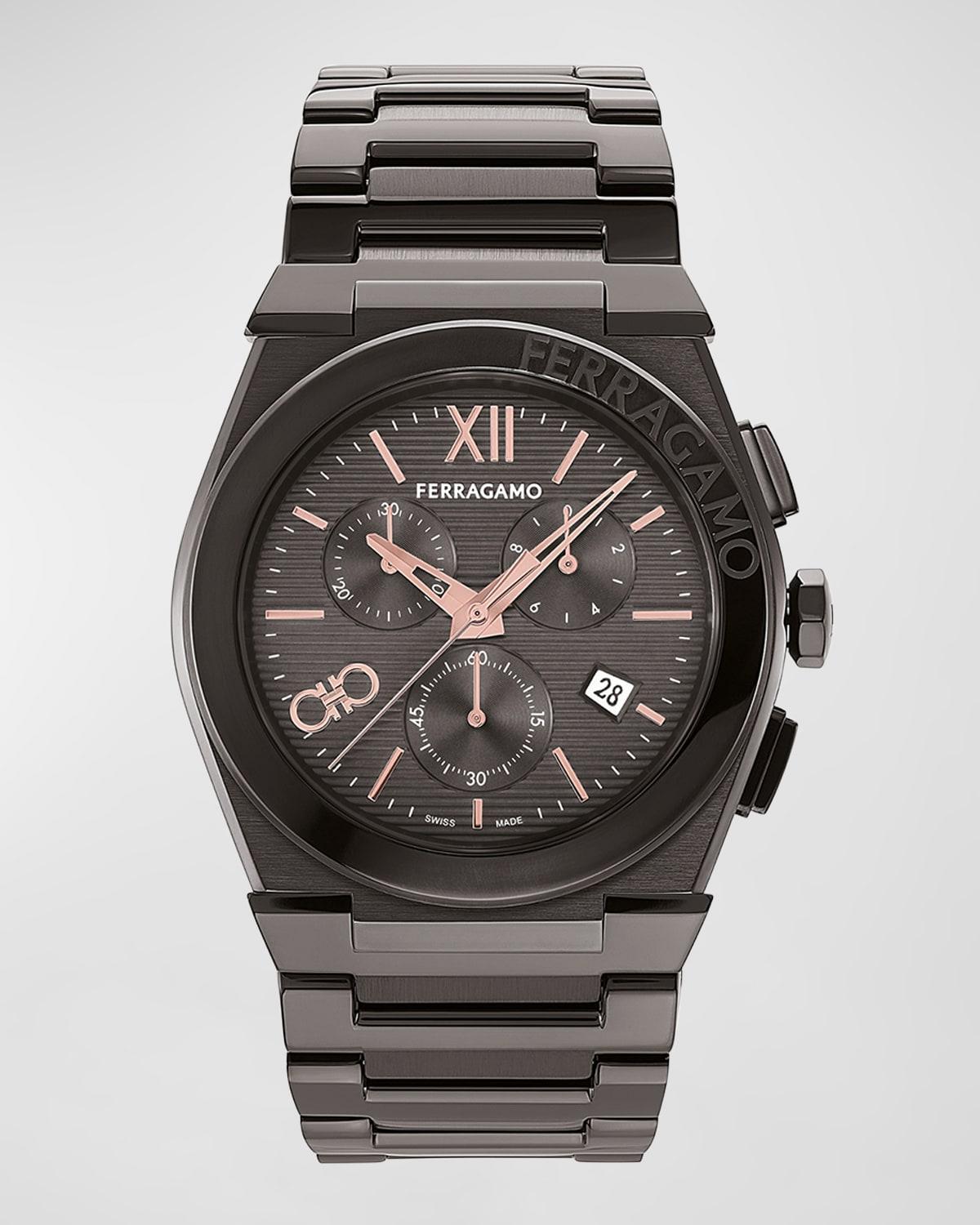 Mens Vega Chrono IP Gunmetal Bracelet Watch, 42mm Product Image