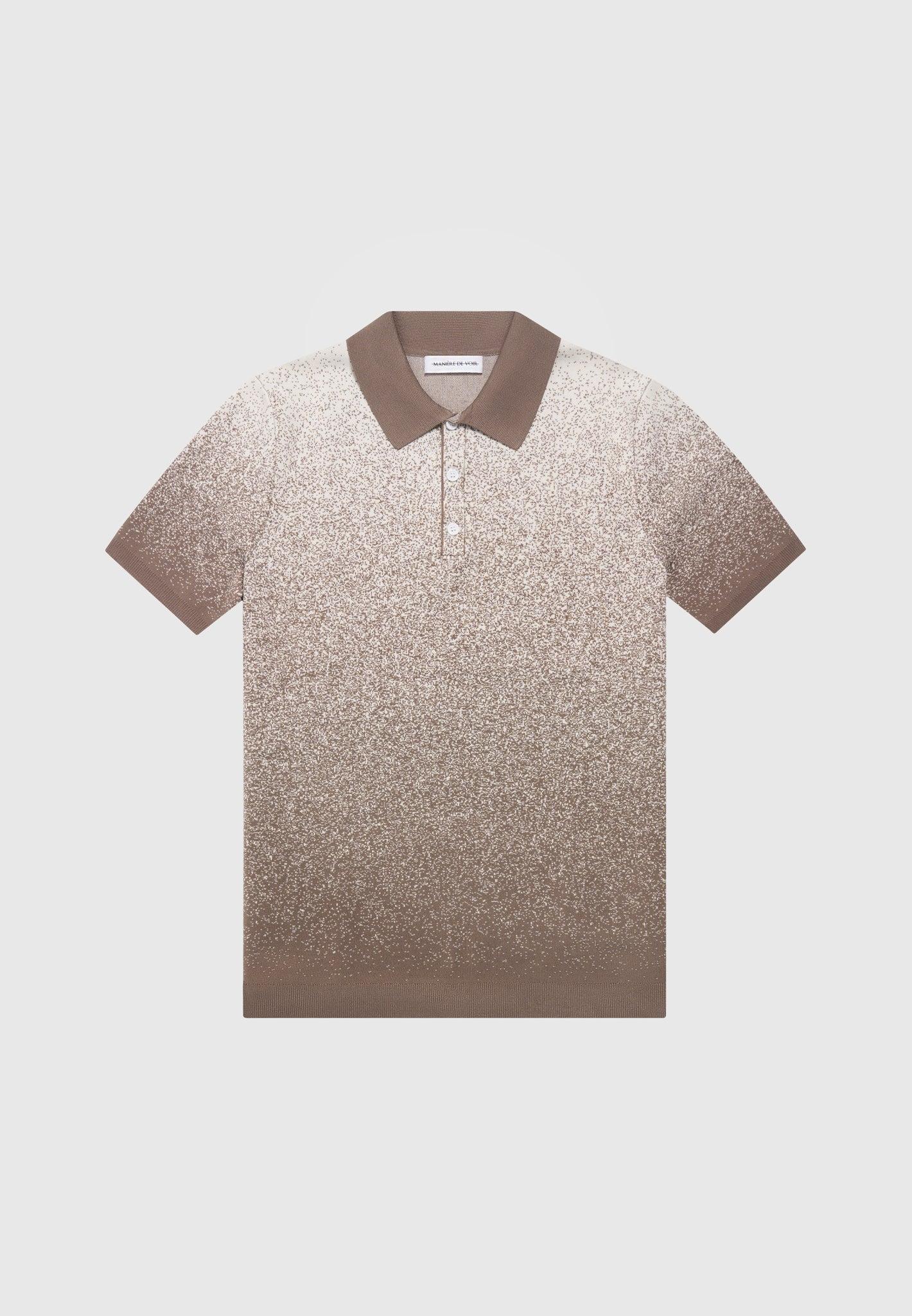 Ombré Knit Polo Top - Taupe/White Male Product Image