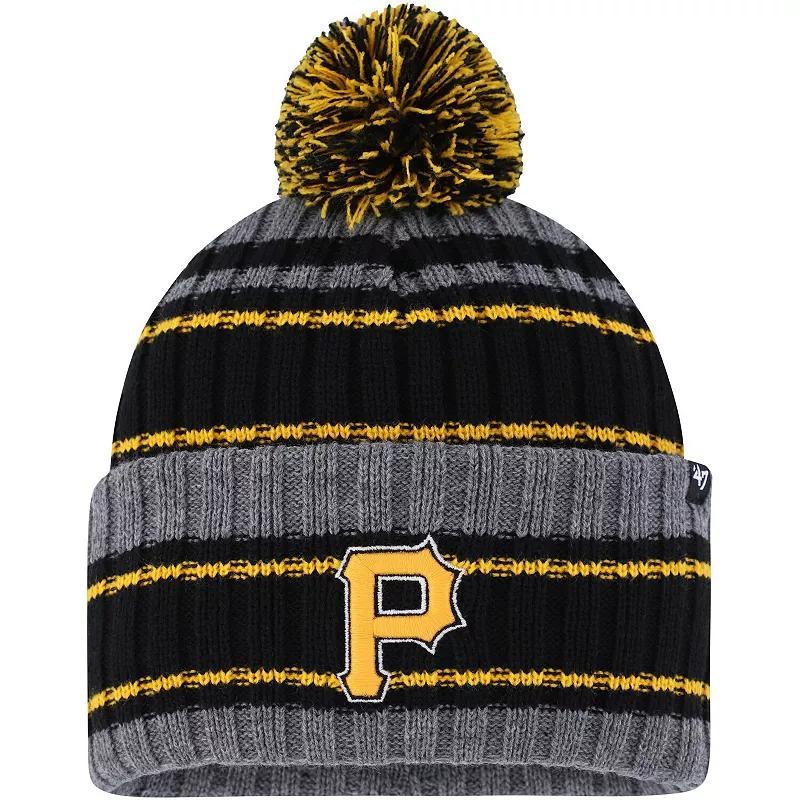 Mens 47 Gray/Black Pittsburgh Pirates Rexford Cuffed Knit Hat with Pom Product Image