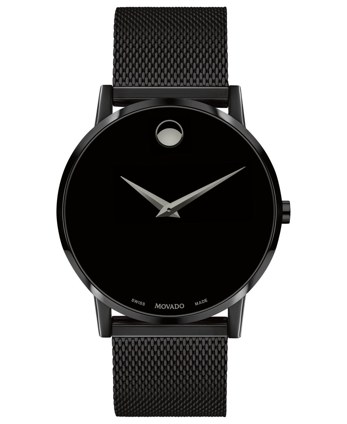 Men's Movado MuseumÂ® Classic 1/20 CT. T.w. Diamond Gold-Tone PVD Watch with Black Dial (Model: 0607625) Product Image