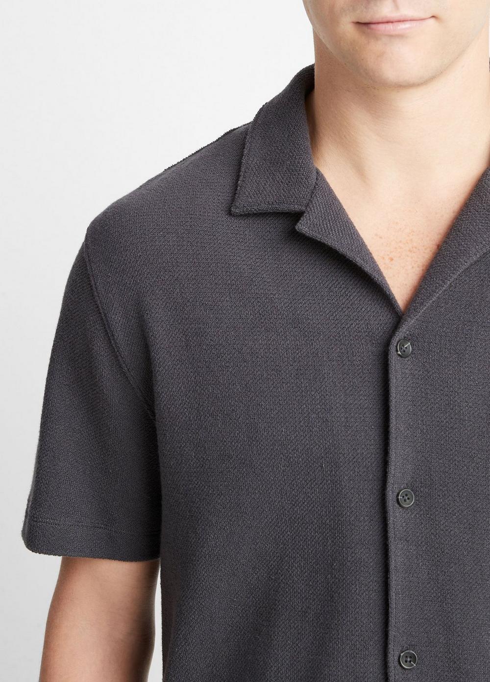 Bouclé Short-Sleeve Button-Front Shirt Product Image