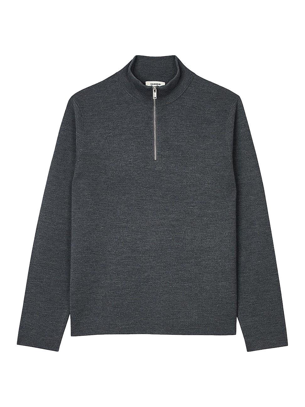 Mens Wool Sweater With Zipped Collar Product Image