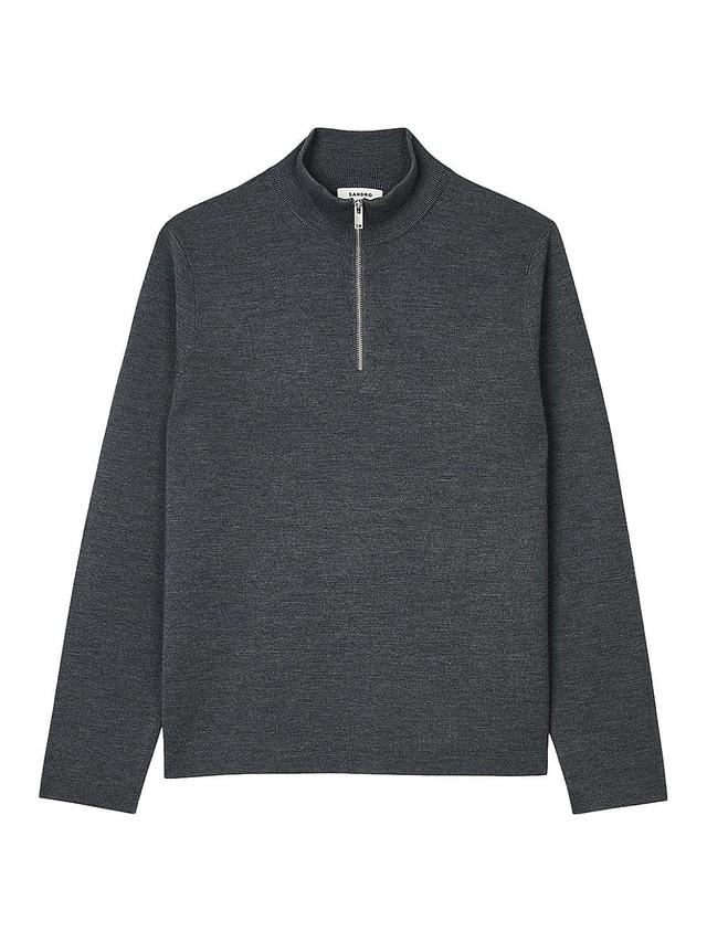 Mens Wool Sweater with Zipped Collar Product Image