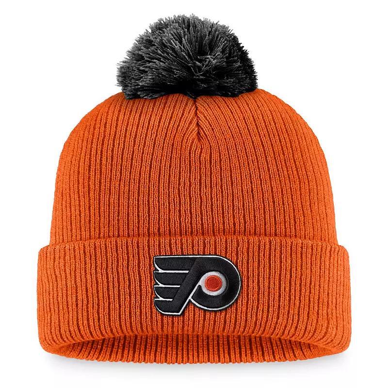 Mens Fanatics Branded Orange Philadelphia Flyers Team Cuffed Knit Hat with Pom Product Image