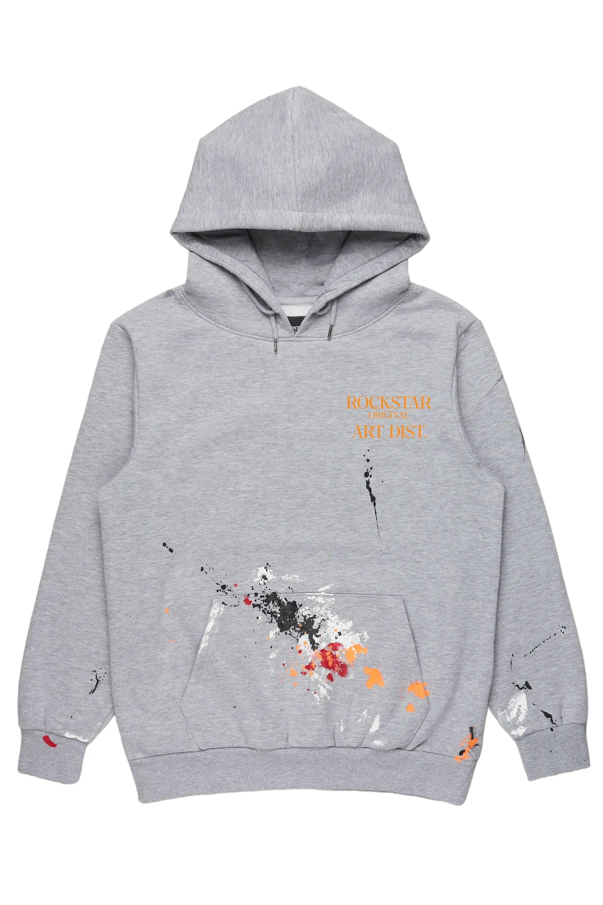 Darin Heather Grey Graphic Hoodie Male Product Image