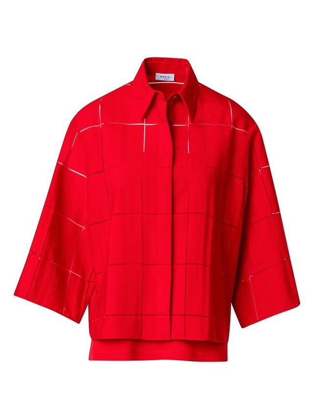 Womens Oversized Grid Blouse Product Image