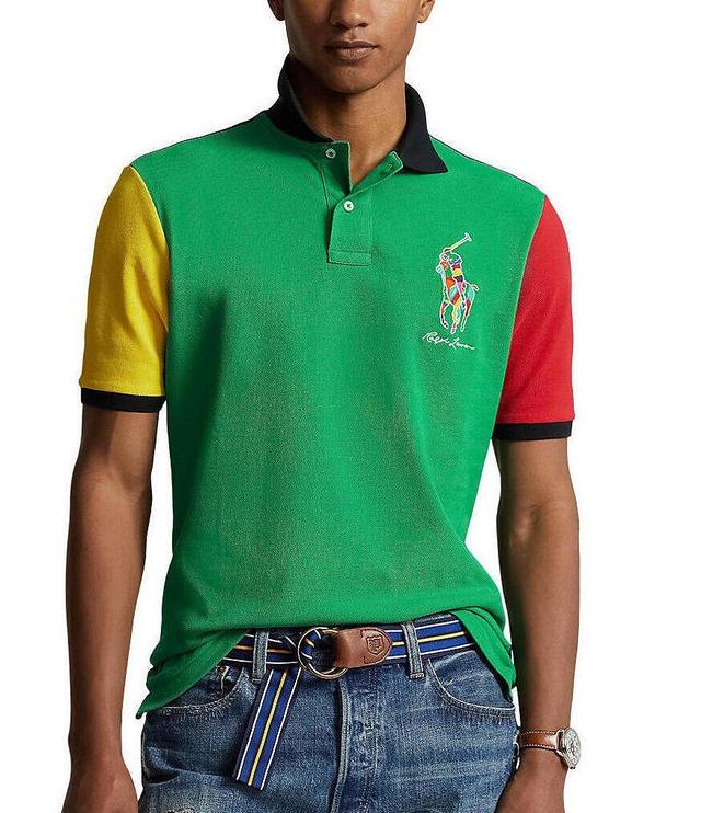 Polo Ralph Lauren Classic Fit Color Block Large Pony Short Sleeve Mesh Polo Shirt Product Image