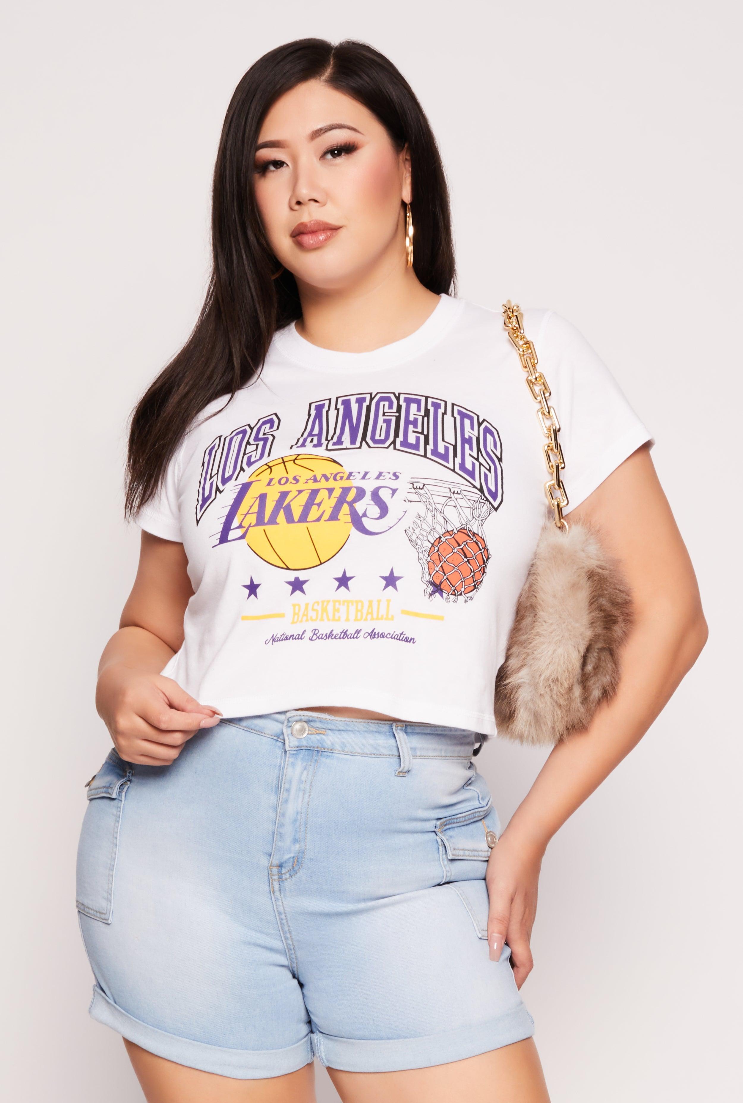 Womens Plus Size NBA Los Angeles Lakers Graphic Crop Top Product Image