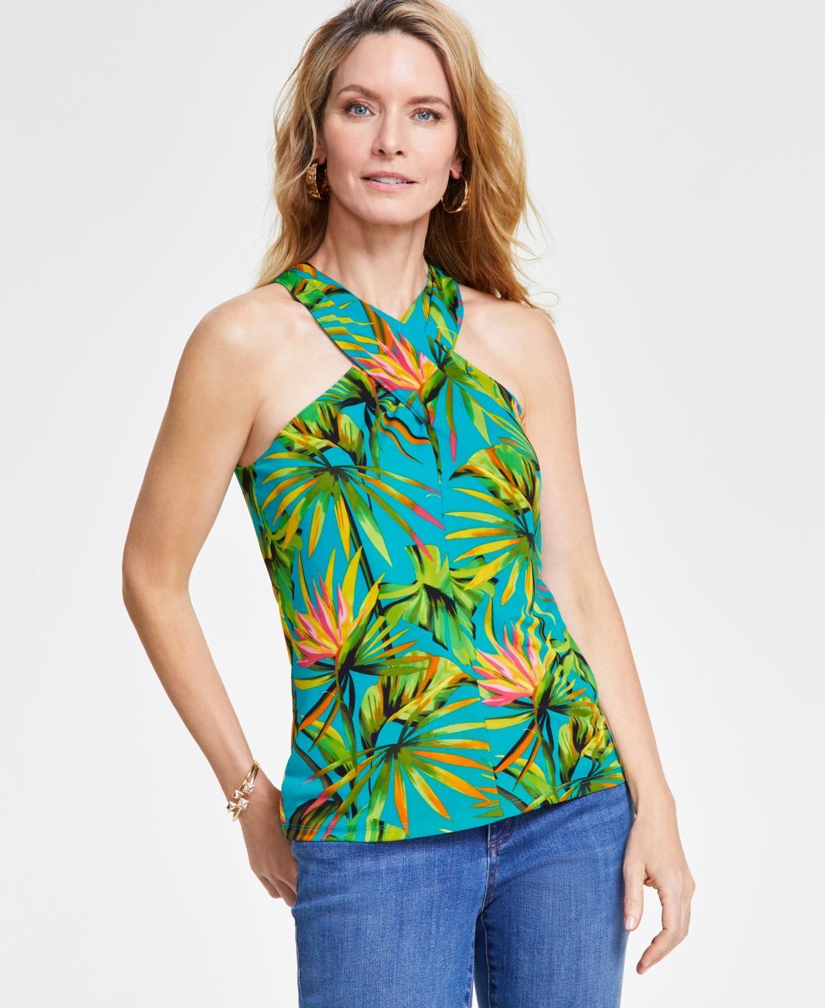 I.n.c. International Concepts Womens Crossover Halter Top, Created for Macys Product Image