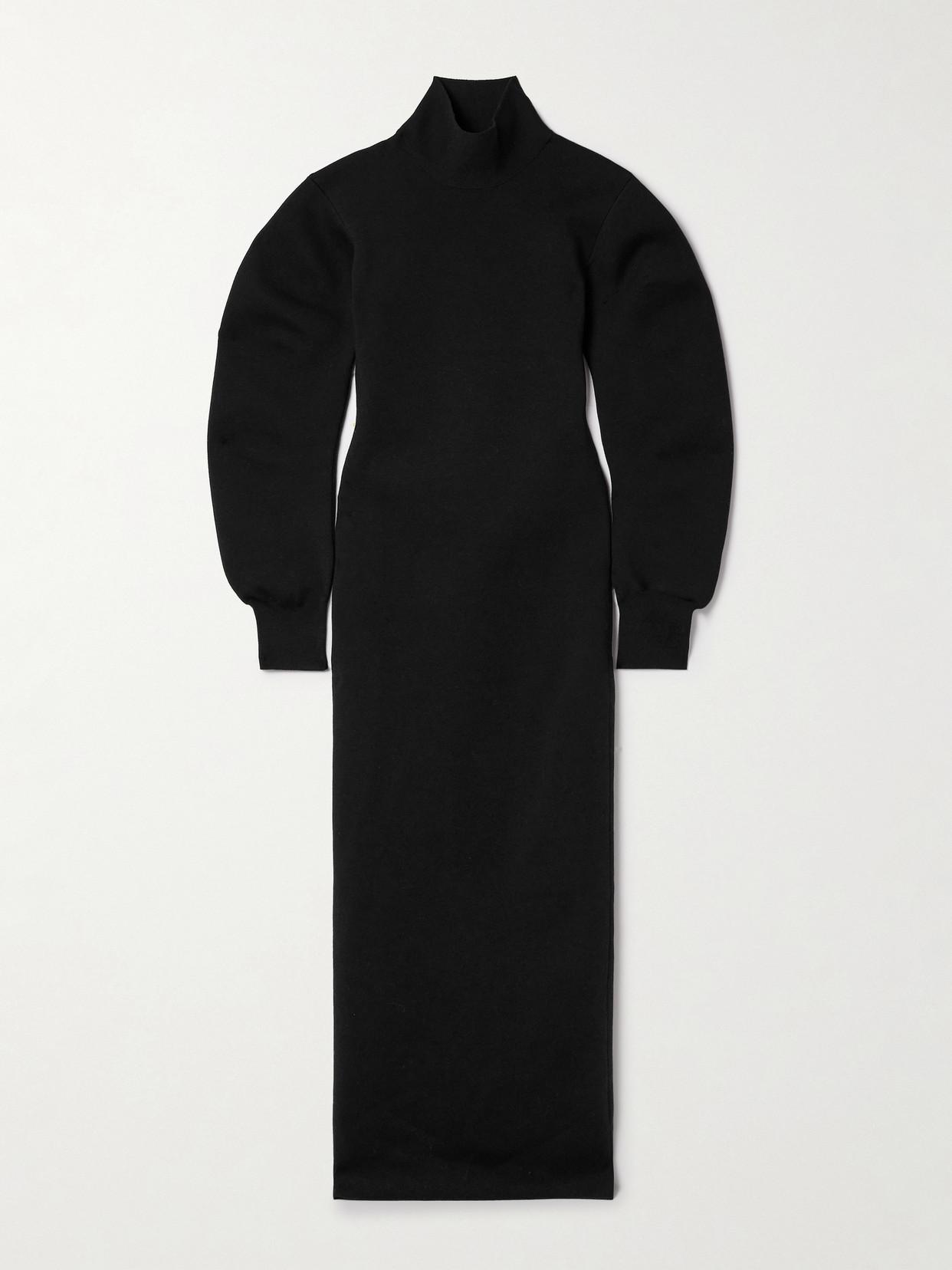 KHAITE Storm Wool-blend Turtleneck Midi Dress In Black Product Image