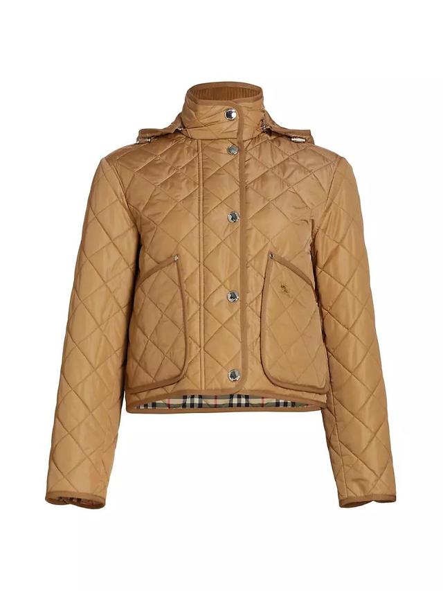 Diamond-Quilted Nylon Cropped Jacket Product Image