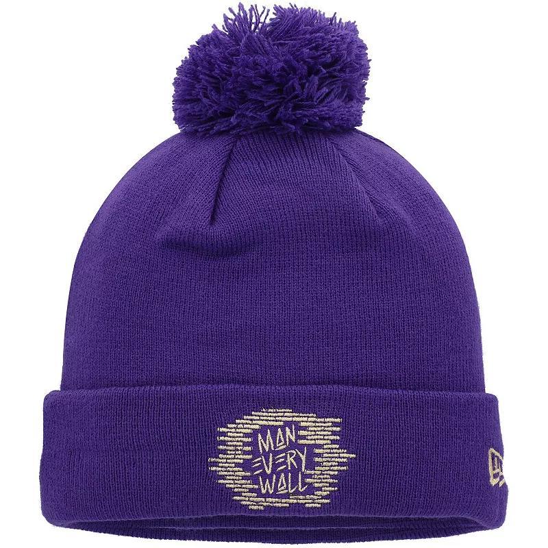 Mens New Era Purple Orlando City SC Jersey Hook Cuffed Knit Hat with Pom Product Image