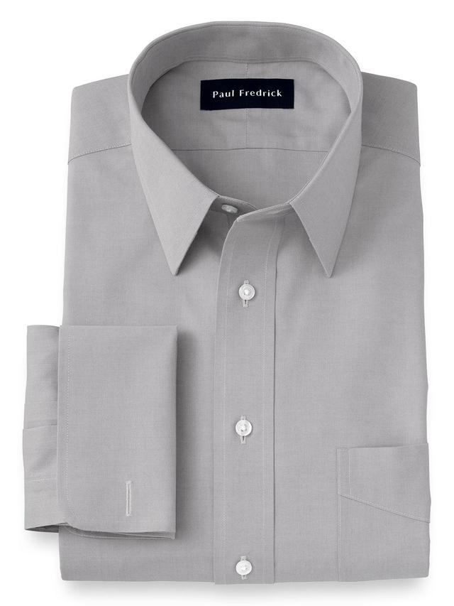 Non-iron Cotton Pinpoint Solid Point Collar French Cuff Dress Shirt Product Image