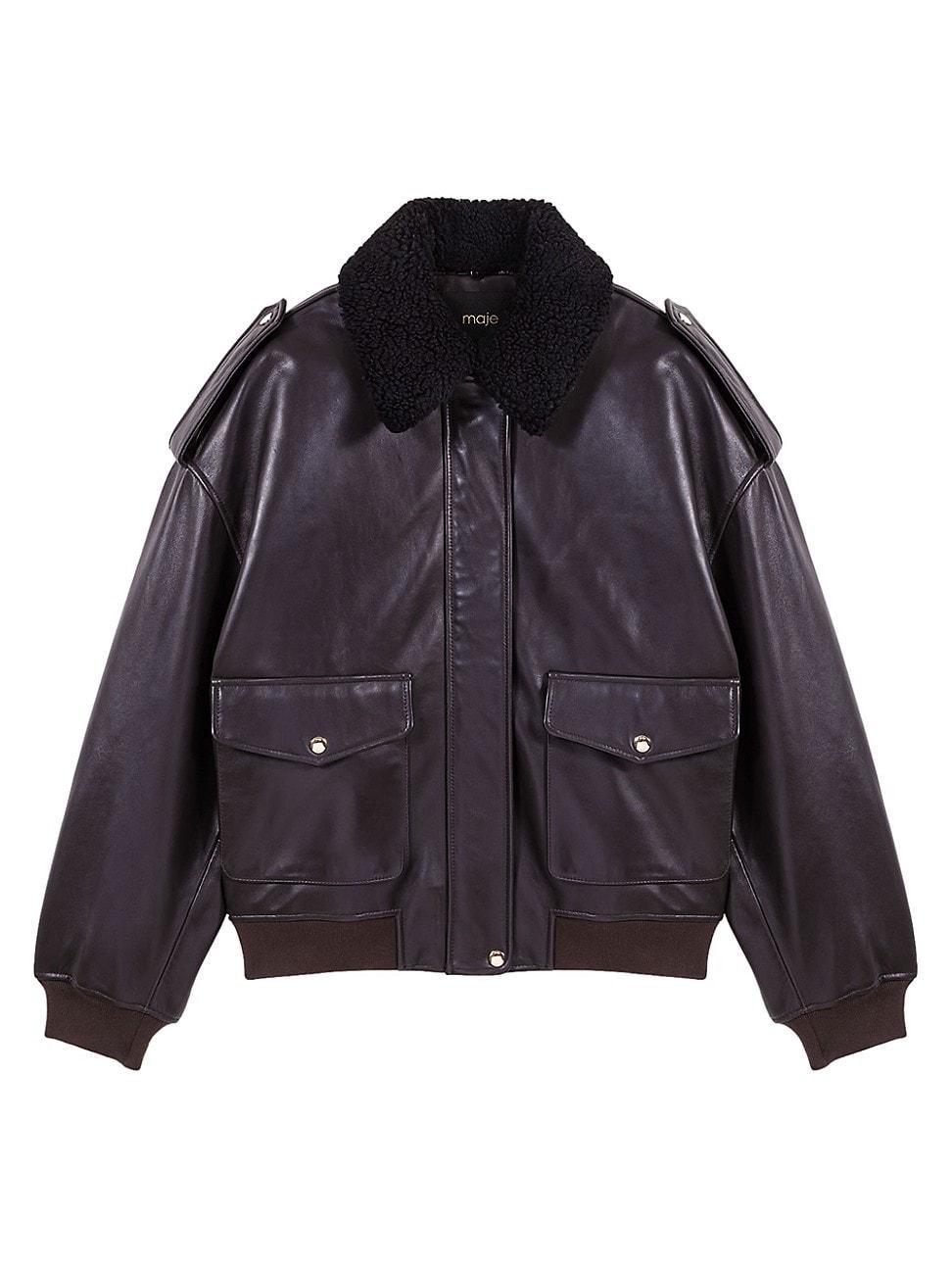 Womens Oversized Leather Jacket Product Image