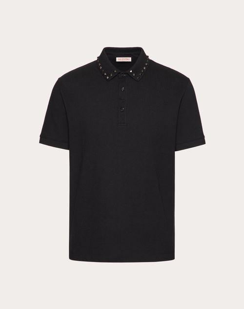 COTTON PIQUÉ POLO SHIRT WITH BLACK UNTITLED STUDS Product Image