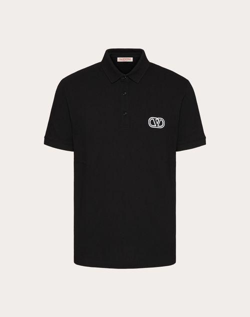 COTTON PIQUÉ POLO SHIRT WITH VLOGO SIGNATURE PATCH Product Image