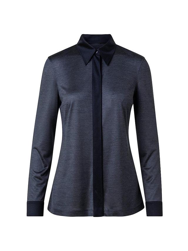 Womens Silk Contrast Trim Shirt Product Image