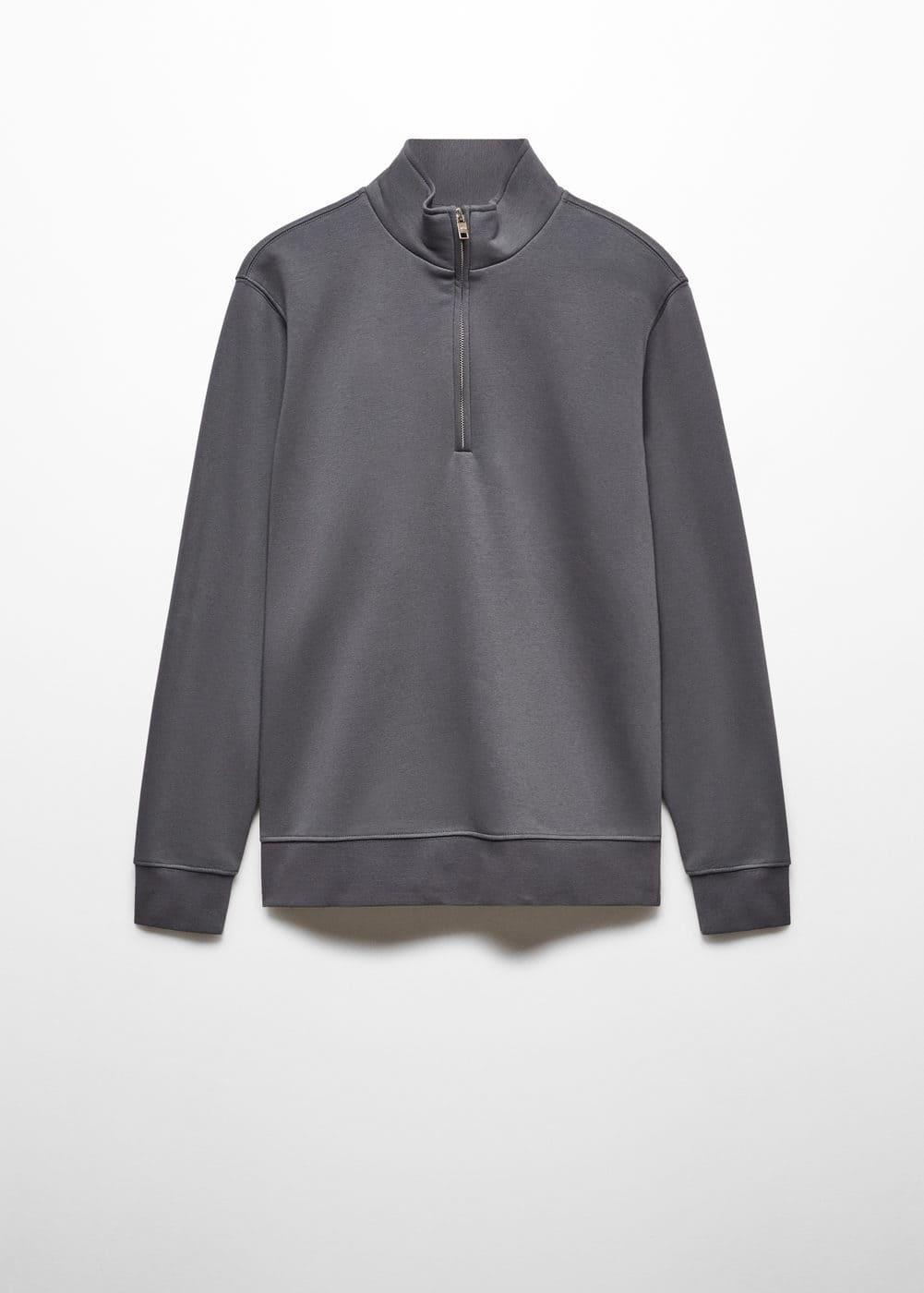 MANGO MAN - Cotton sweatshirt with zipper neck dark greyMen Product Image