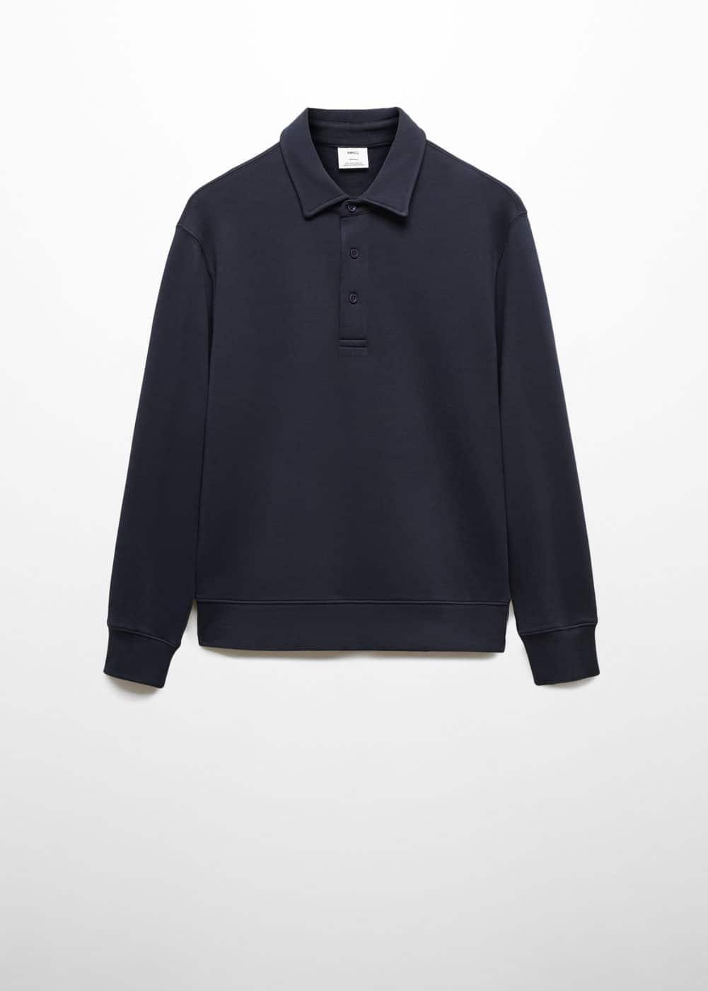 MANGO MAN - Cotton polo sweatshirt dark navyMen Product Image