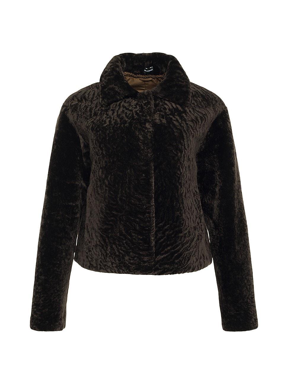 Womens Textured Shearling Lamb Jacket Product Image