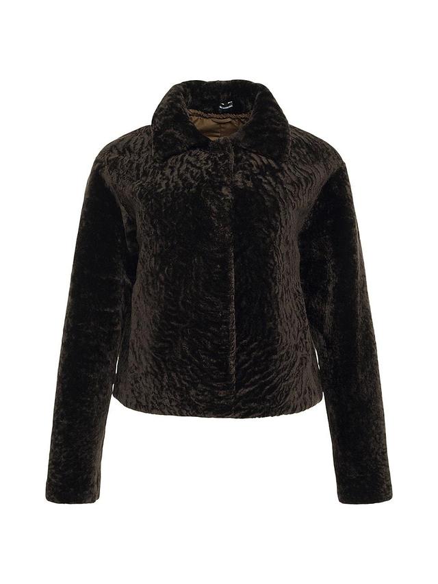 Womens Textured Shearling Lamb Jacket Product Image