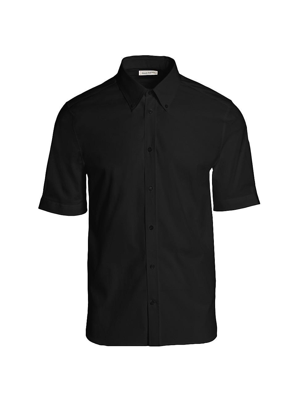 Alexander McQueen Short Sleeve Cotton Stretch Poplin Button-Down Shirt Product Image