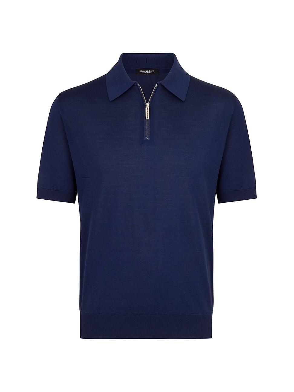 Mens Silk and Crocodile Zip Polo Shirt Product Image