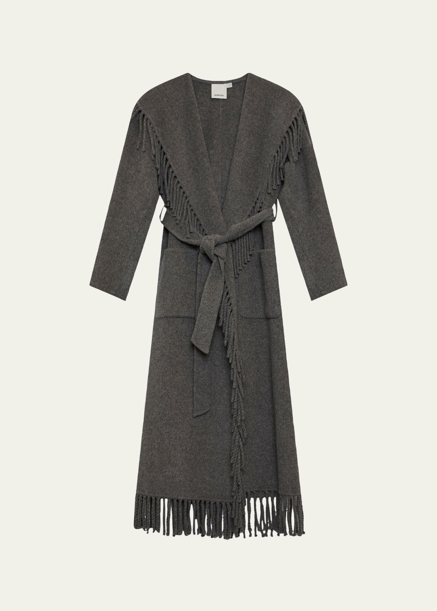 Simkhai Carrie Fringe Wool Blend Robe Coat Product Image