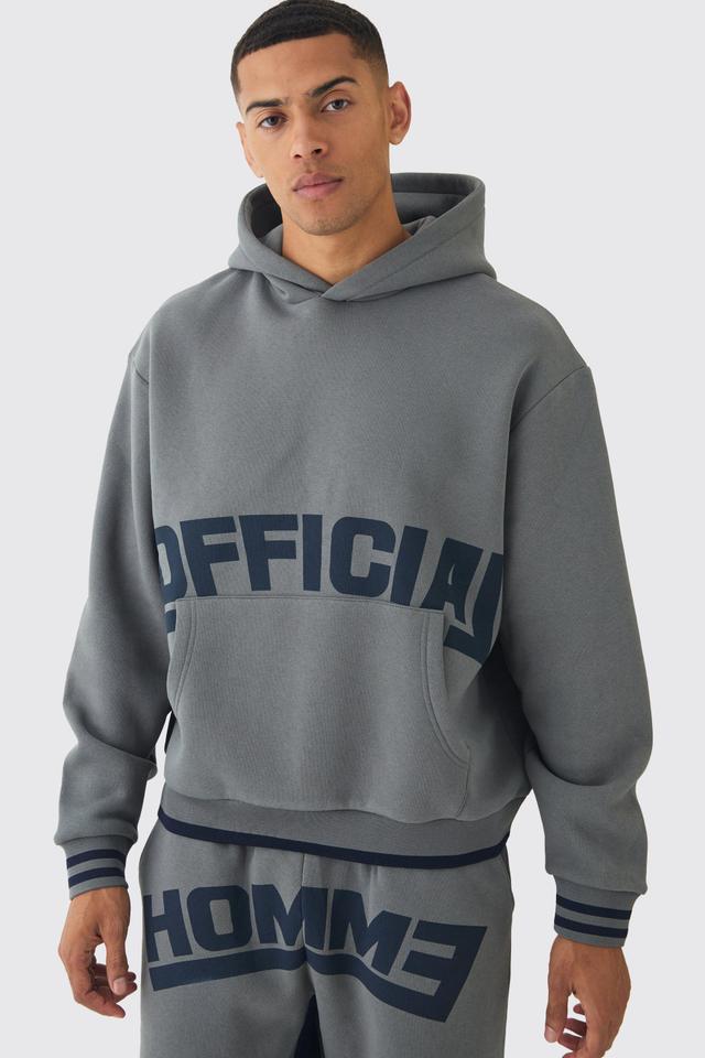 Oversized Boxy Official Graphic Stripe Rib Hoodie | boohooMAN USA Product Image