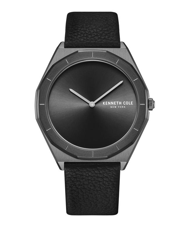 Kenneth Cole New York Mens Modern Classic Black Genuine Leather Strap Watch 41mm - Black Product Image