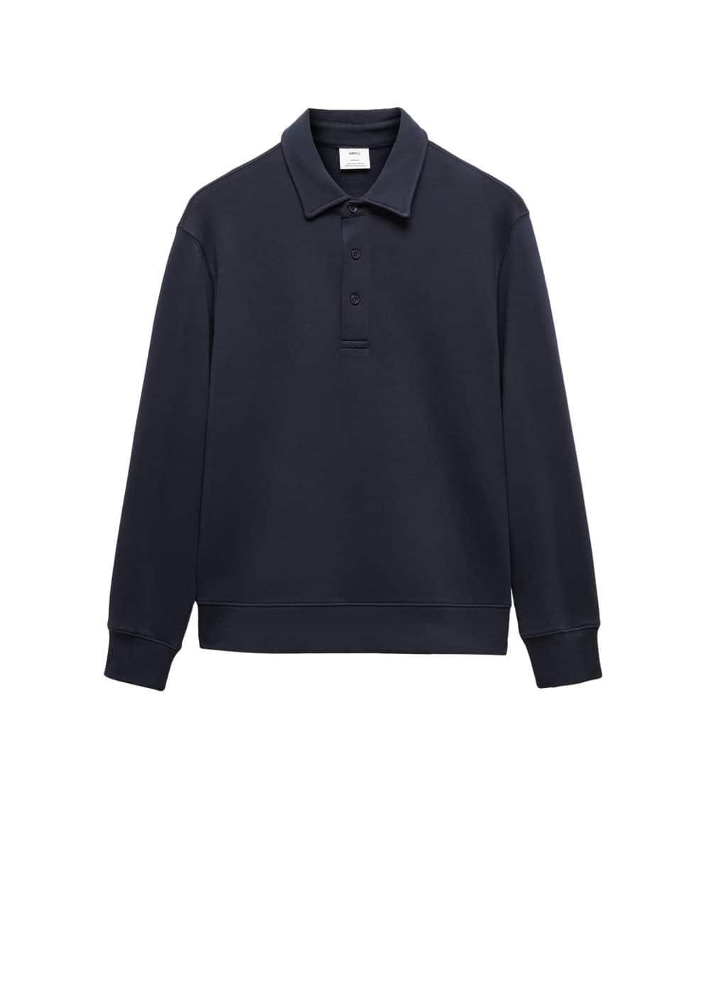 MANGO MAN - Cotton polo sweatshirt dark navyMen Product Image