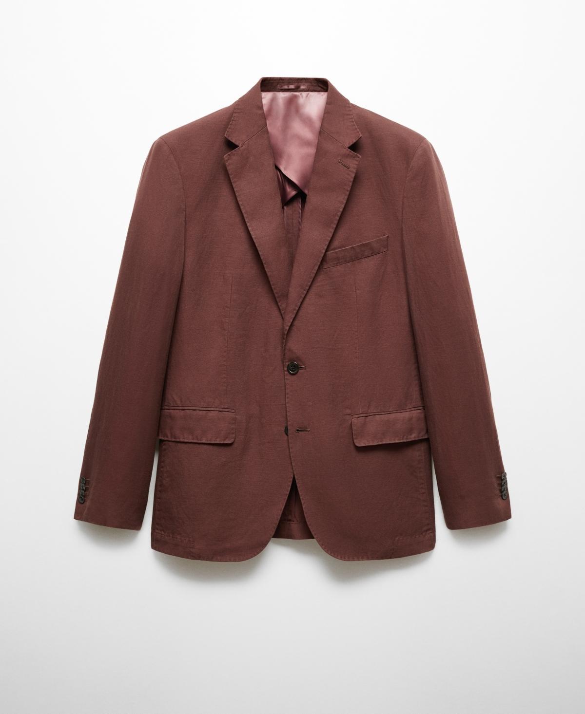 MANGO MAN - Slim fit linen suit blazer burgundyMen Product Image