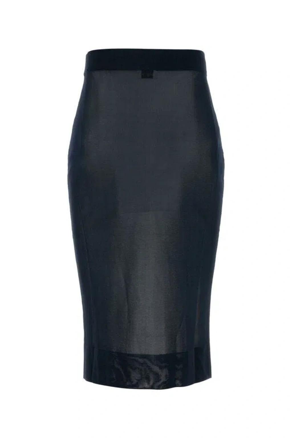 SAINT LAURENT Jupe Mi-longue Viscose Fine-m Nd  Female In Blue Product Image