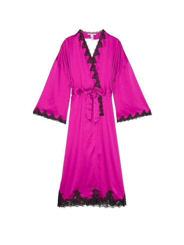 Satin & Rose Lace Open-Back Long Robe Product Image