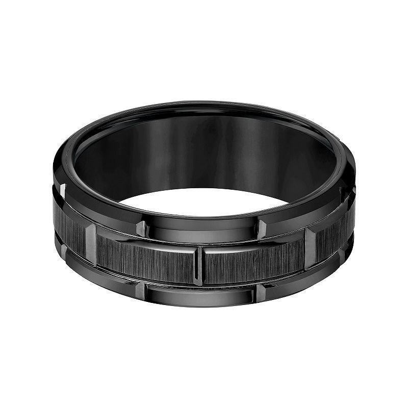 AXL Black Tungsten Beveled Edge Mens Wedding Band Product Image