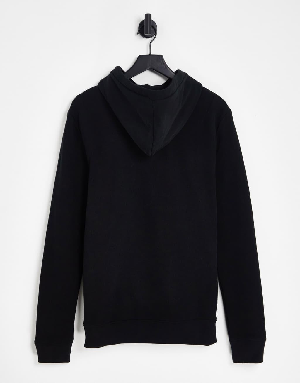 AllSaints Raven ramskull logo hoodie in black Product Image