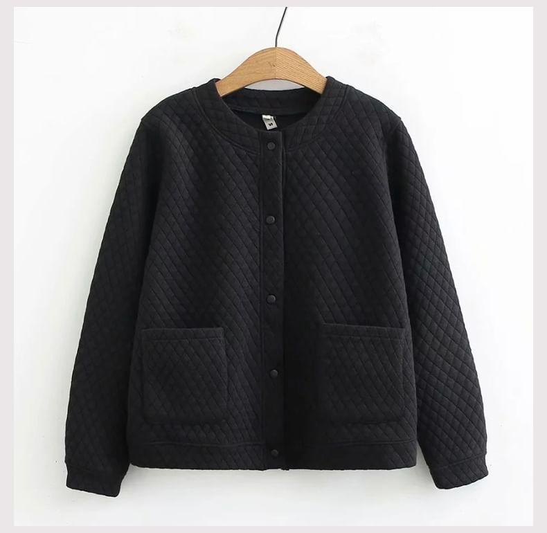 Crewneck Quilted Button-Up Jacket product image