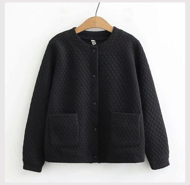 Crewneck Quilted Button-Up Jacket Product Image