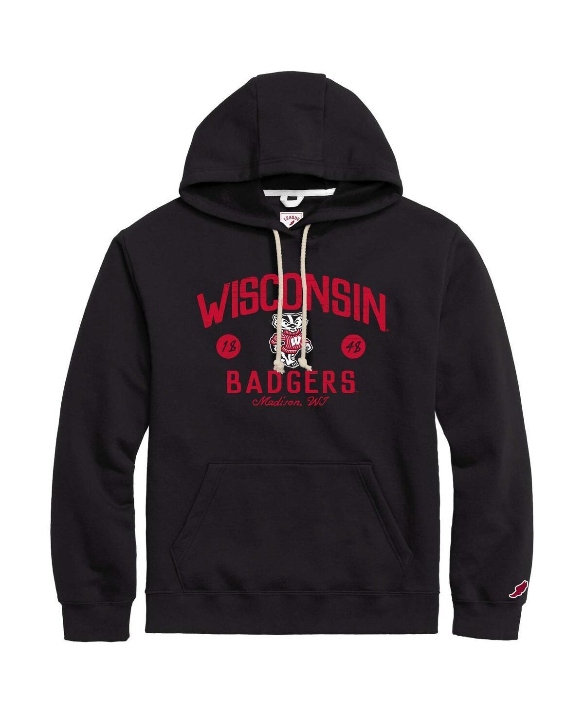 Mens League Collegiate Wear Black Distressed Wisconsin Badgers Bendy Arch Essential Pullover Hoodie Product Image