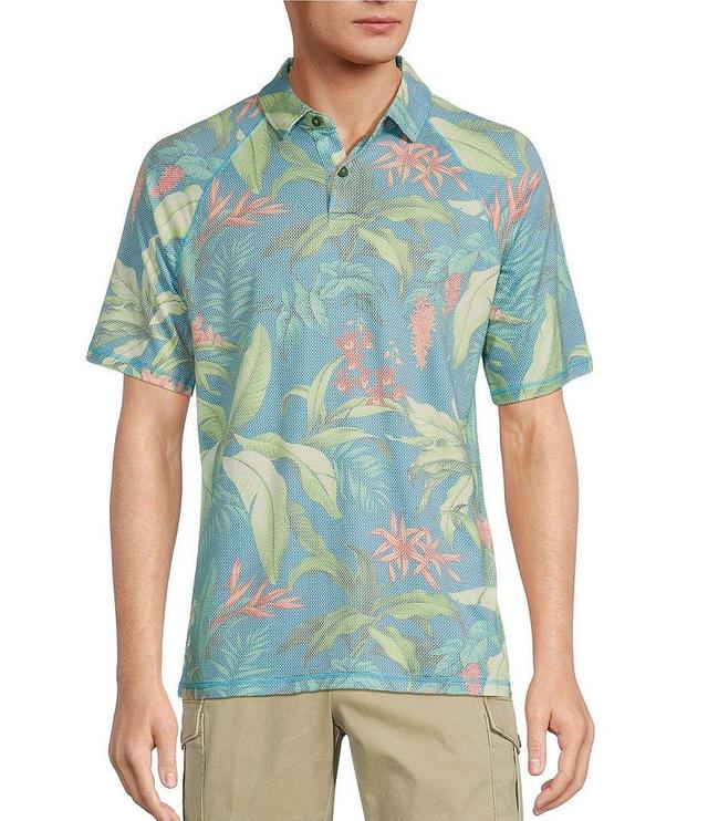 Tommy Bahama Lush Hour Tropical Print Raglan Sleeve Polo Shirt Product Image