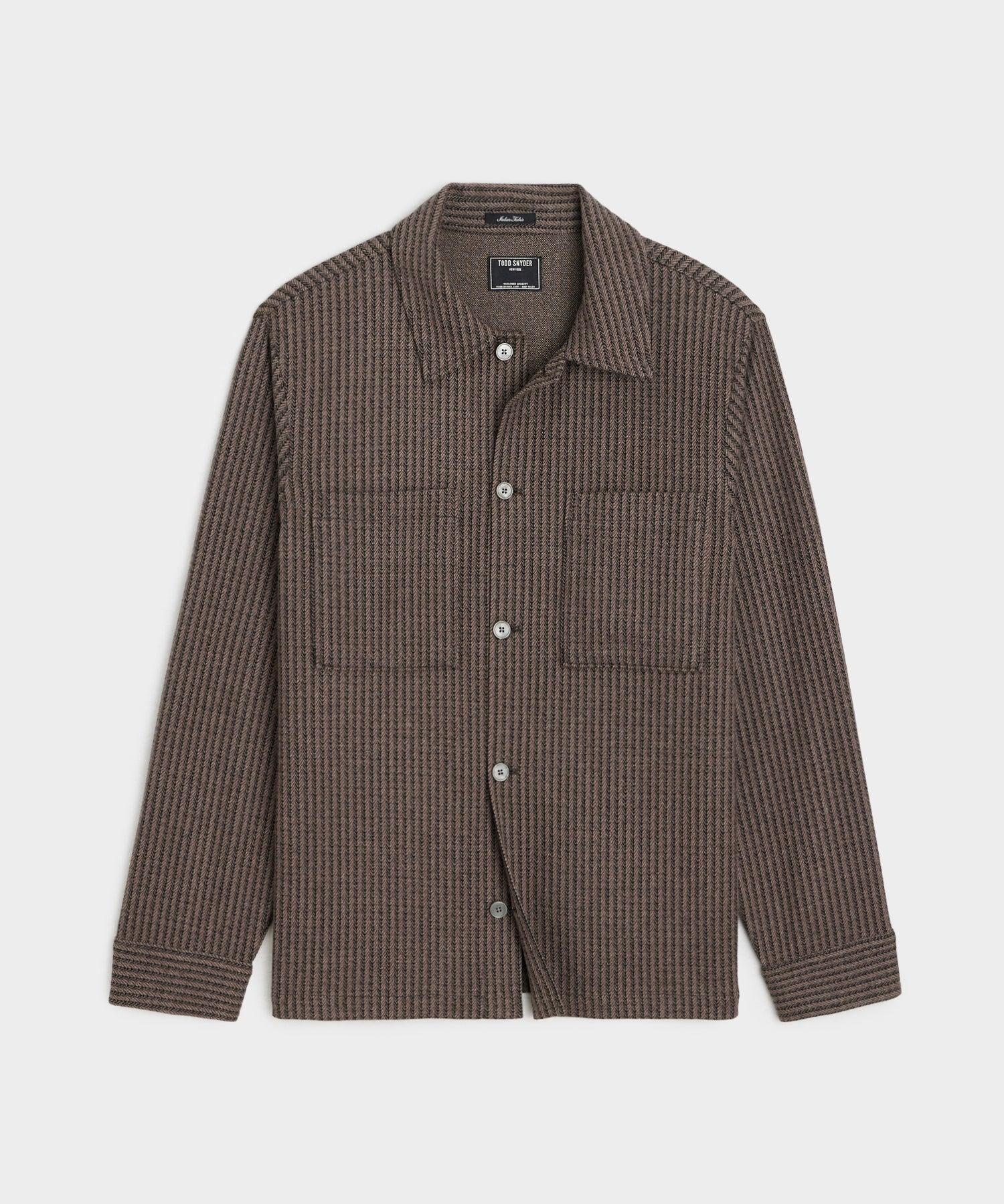 Double Knit Striped Overshirt in Vintage Brown Product Image