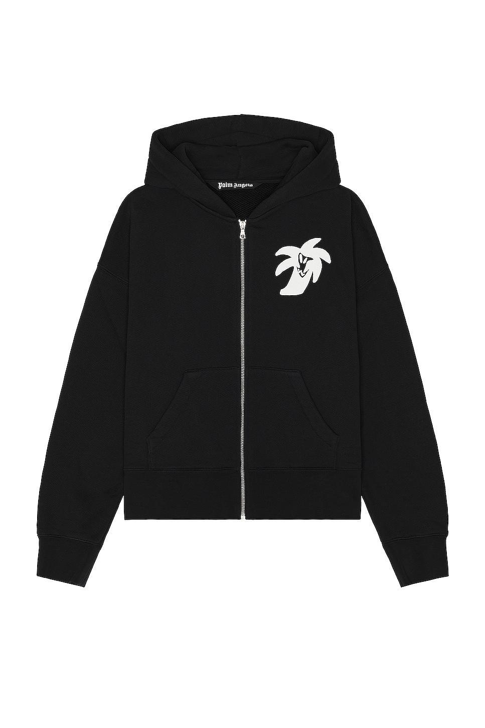 Palm Angels Hunter Hoodie in Black. Size XL/1X. Product Image