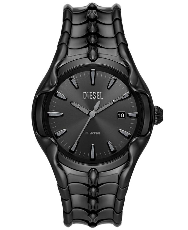 Diesel Mens Vert Quartz Three Hand Date Black Stainless Steel Watch 44mm Product Image