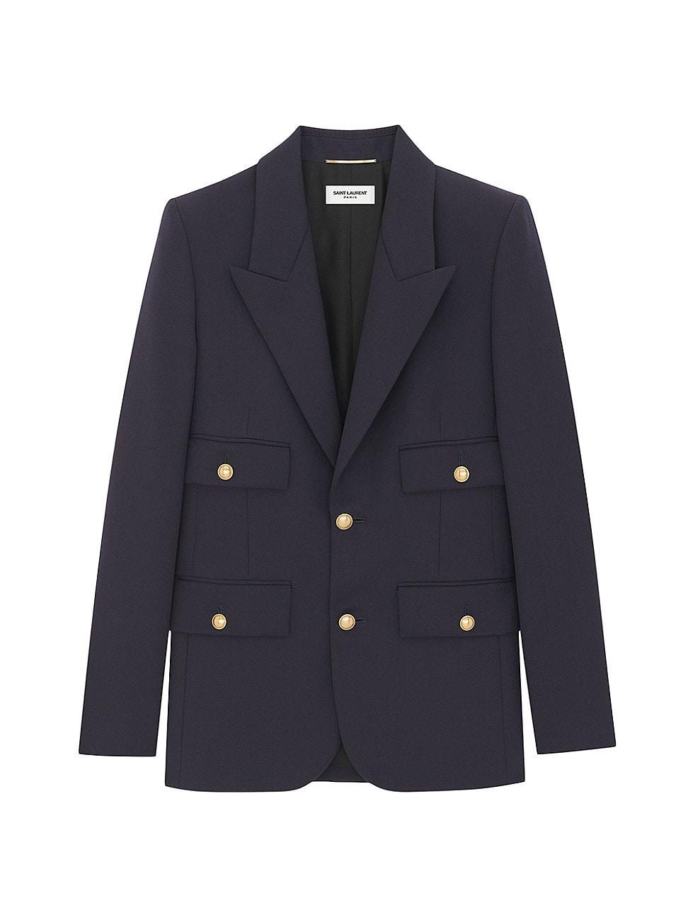 Womens Single-Breasted Blazer in Grain De Poudre Product Image