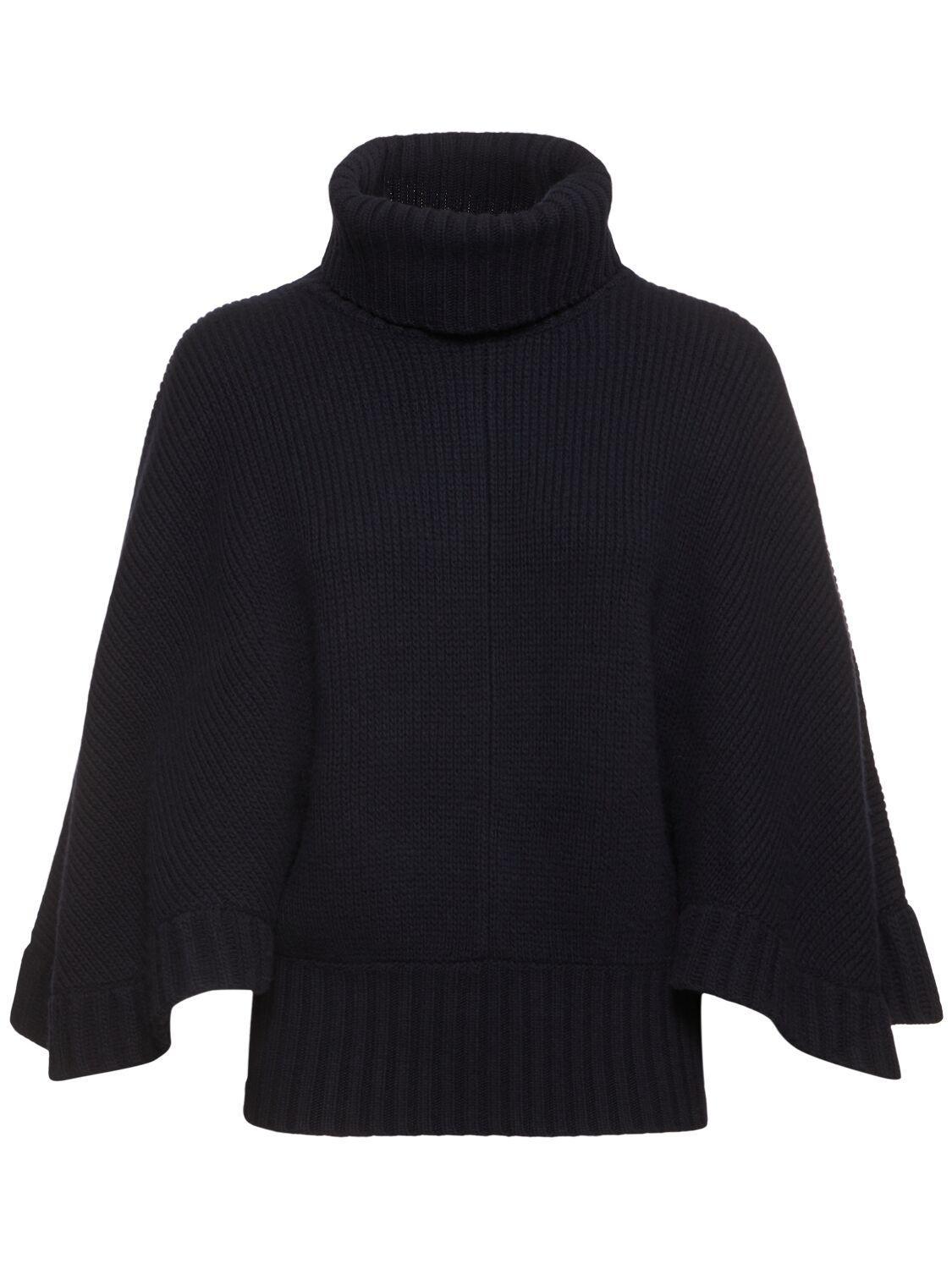 Ribbed Wool And Cashmere-blend Turtleneck Sweater In Navy Product Image