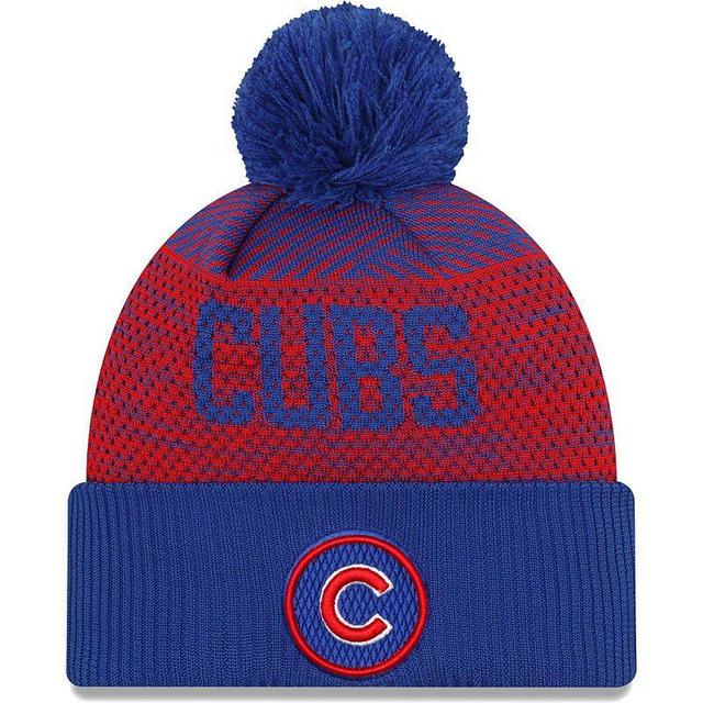 Mens New Era Royal Chicago Cubs Authentic Collection Sport Cuffed Knit Hat with Pom Product Image