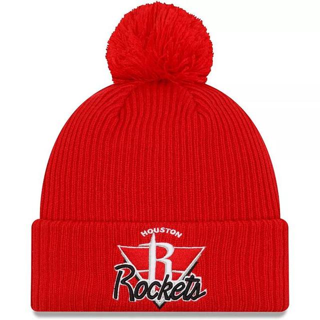 Mens New Era Houston Rockets 2021 NBA Tip-Off Team Color Pom Cuffed Knit Hat Product Image