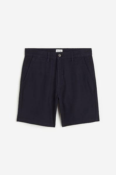 H & M - Regular Fit Cotton Chino Shorts - Blue Product Image