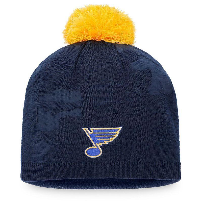 Womens Fanatics Branded /Gold St. Louis Blues Authentic Pro Team Locker Room Beanie with Pom Product Image